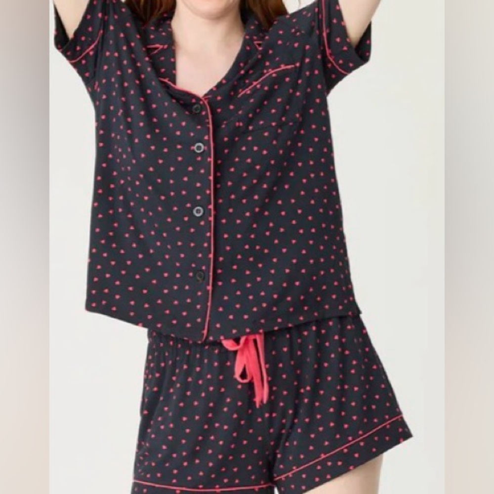 PJ Salvage Black Pajama Set with Pink Details